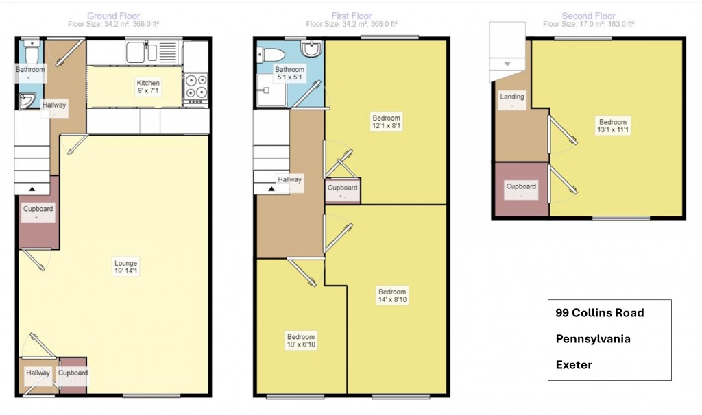 Floorplans For Collins Road, Exeter