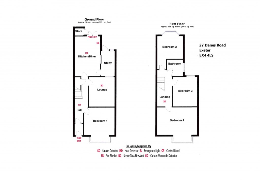 Floorplans For Danes Road, Exeter
