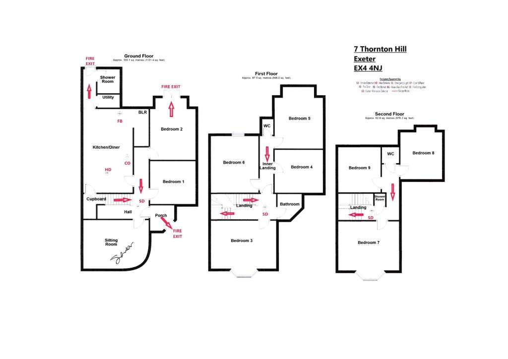 Floorplans For Thornton Hill, Exeter